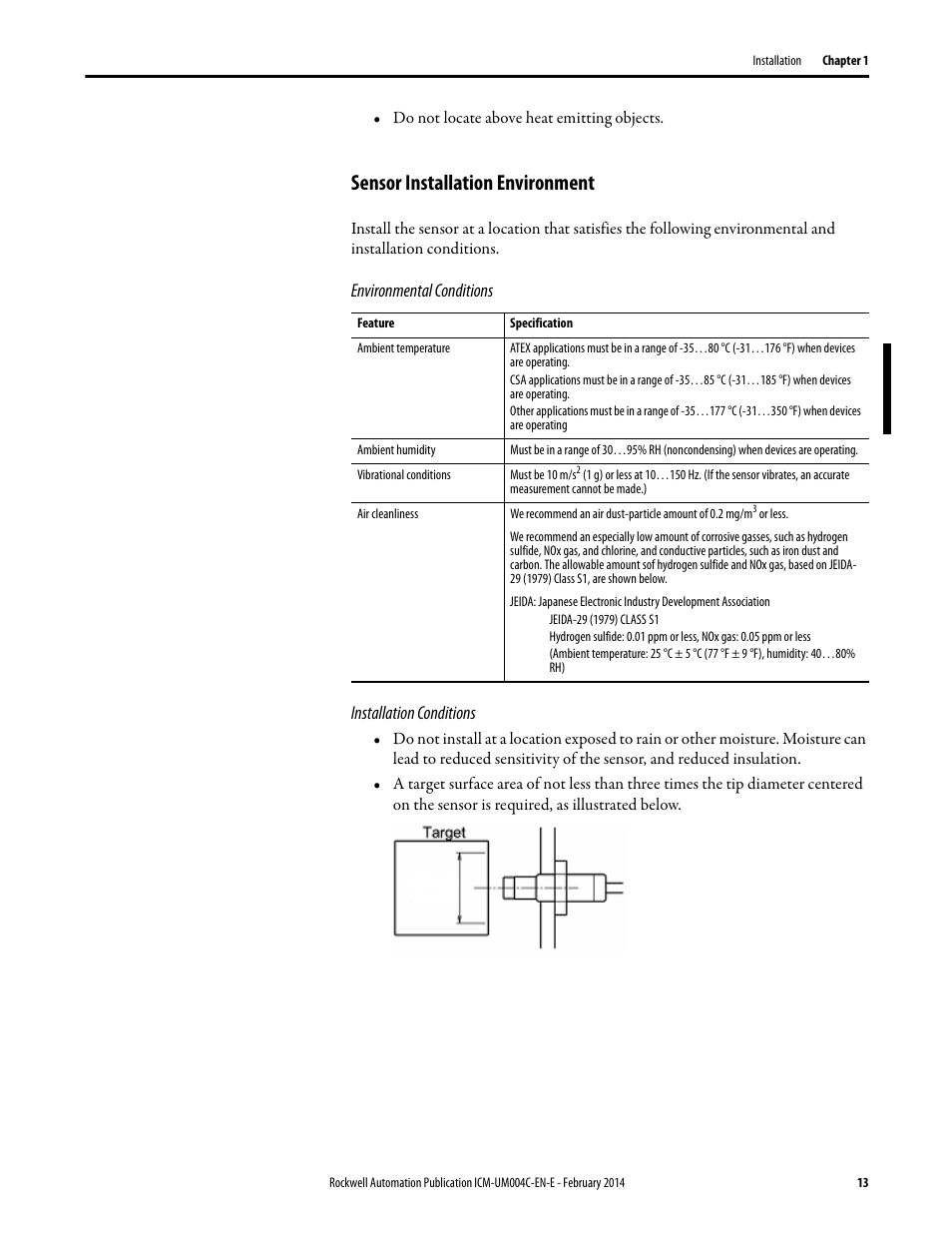 Sensor installation environment | Rockwell Automation 1442 Eddy Current Probe System User Manual | Page 13 / 56