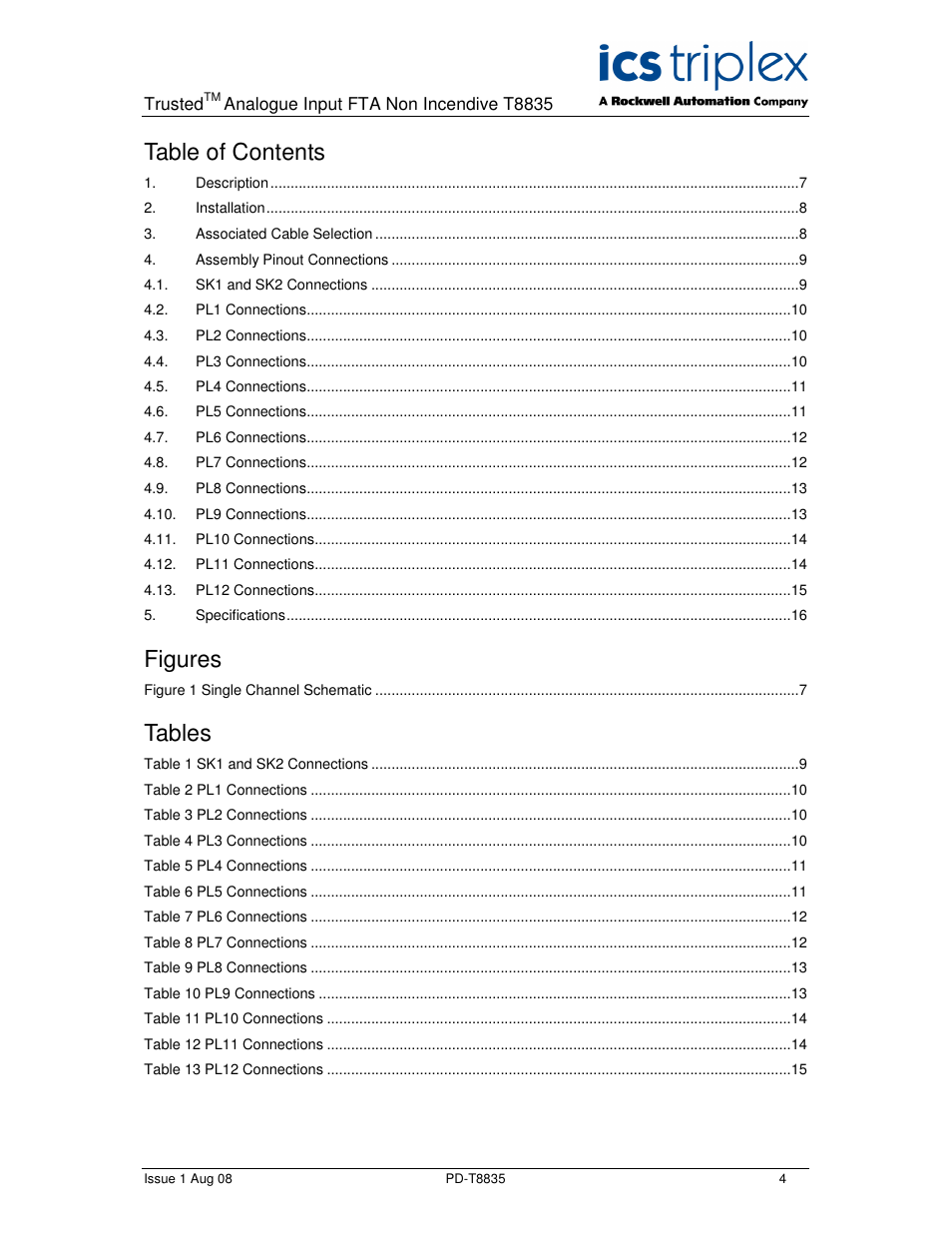 Rockwell Automation T8835 Trusted 60 Channel Analogue Input FTA Non Incendive User Manual | Page 4 / 18