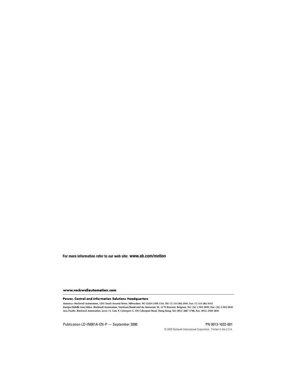 Rockwell Automation LD-Series Brushless Servo Motor  User Manual | Page 16 / 16