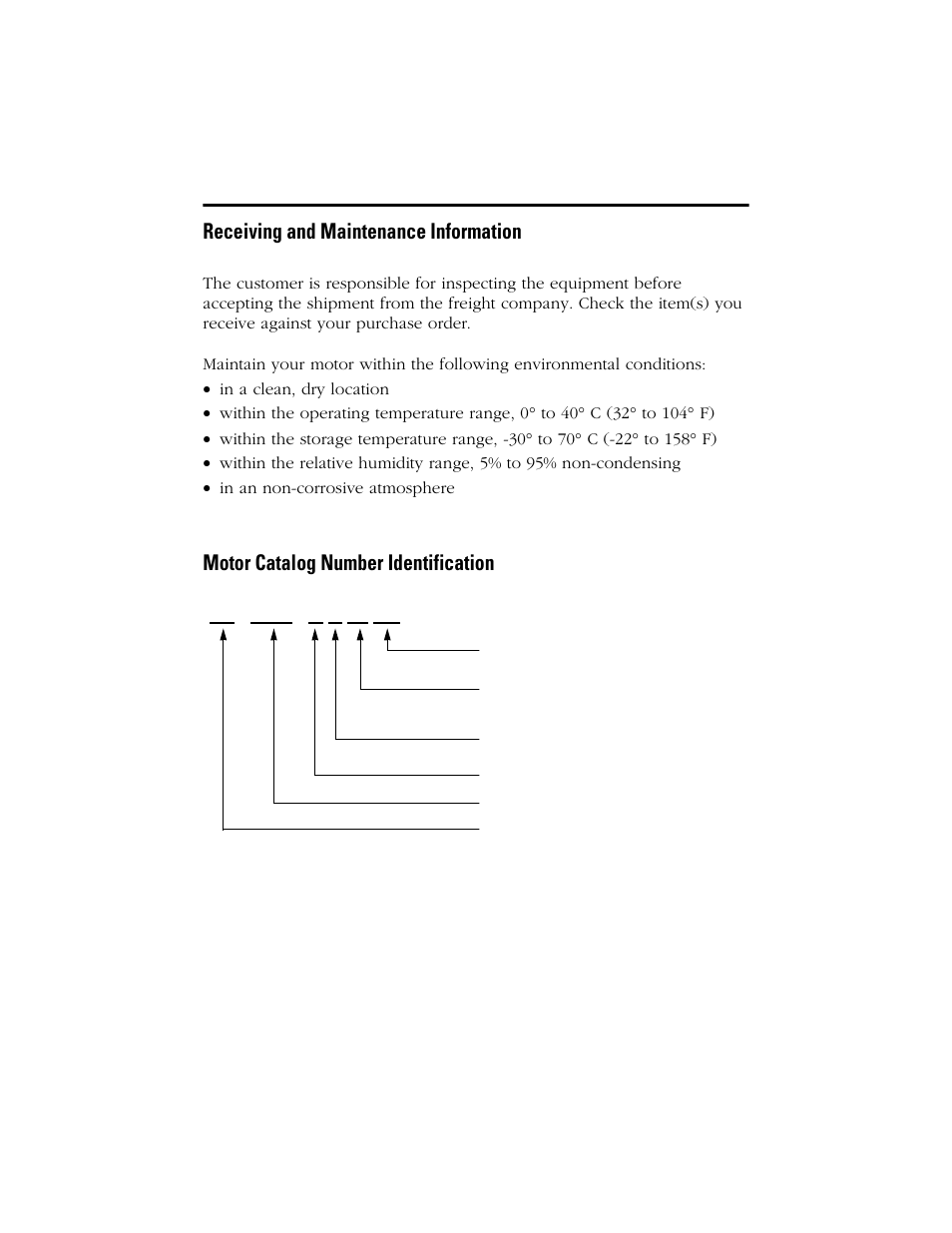 Receiving and maintenance information, Motor catalog number identification | Rockwell Automation LD-Series Brushless Servo Motor  User Manual | Page 2 / 16