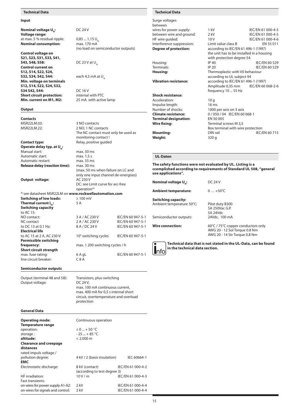 Rockwell Automation 440R Lichtgittermodul MSR22LM mit umschaltbaren Funktionen Light curtain controller User Manual | Page 15 / 32