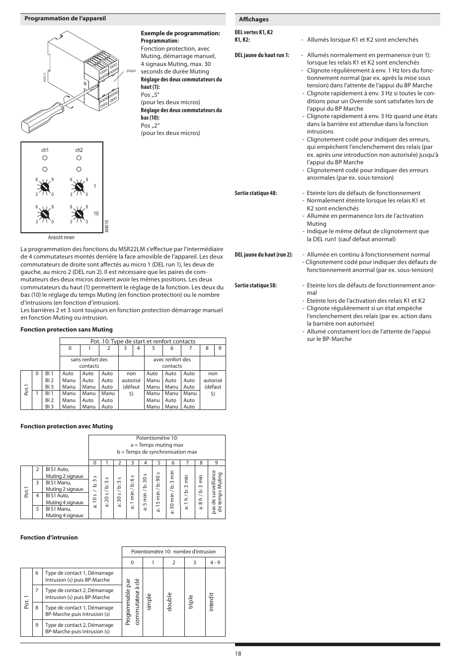 Rockwell Automation 440R Lichtgittermodul MSR22LM mit umschaltbaren Funktionen Light curtain controller User Manual | Page 18 / 32