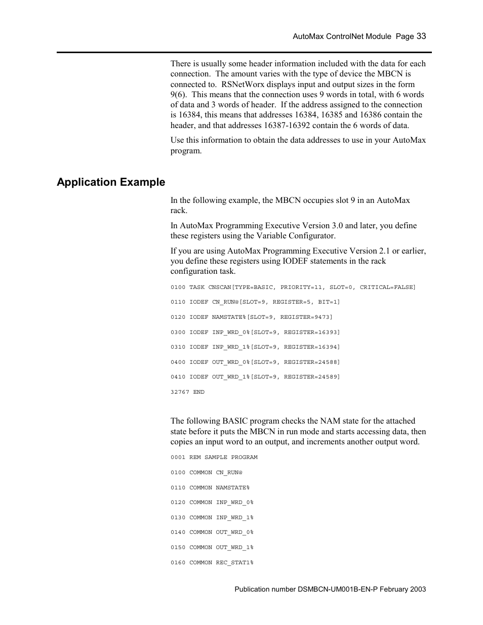 Application example | Rockwell Automation AutoMax ControlNet Communication Interface Module User Manual | Page 33 / 80