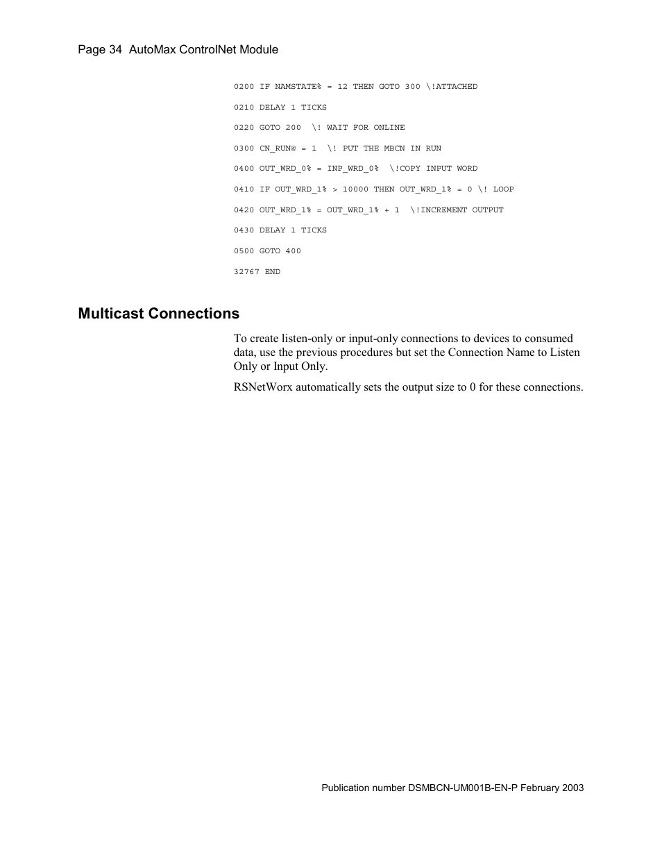Multicast connections | Rockwell Automation AutoMax ControlNet Communication Interface Module User Manual | Page 34 / 80