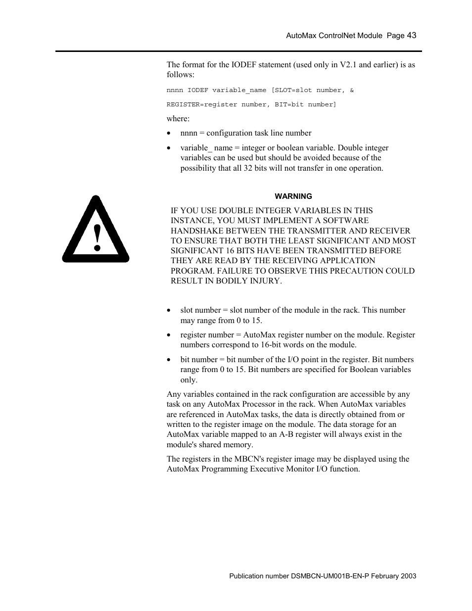 Rockwell Automation AutoMax ControlNet Communication Interface Module User Manual | Page 43 / 80