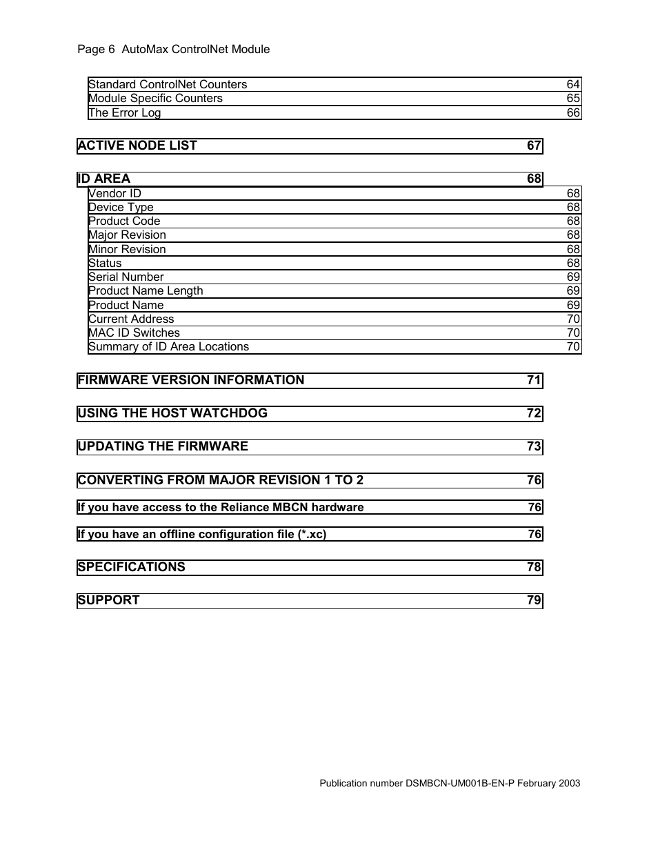 Rockwell Automation AutoMax ControlNet Communication Interface Module User Manual | Page 6 / 80