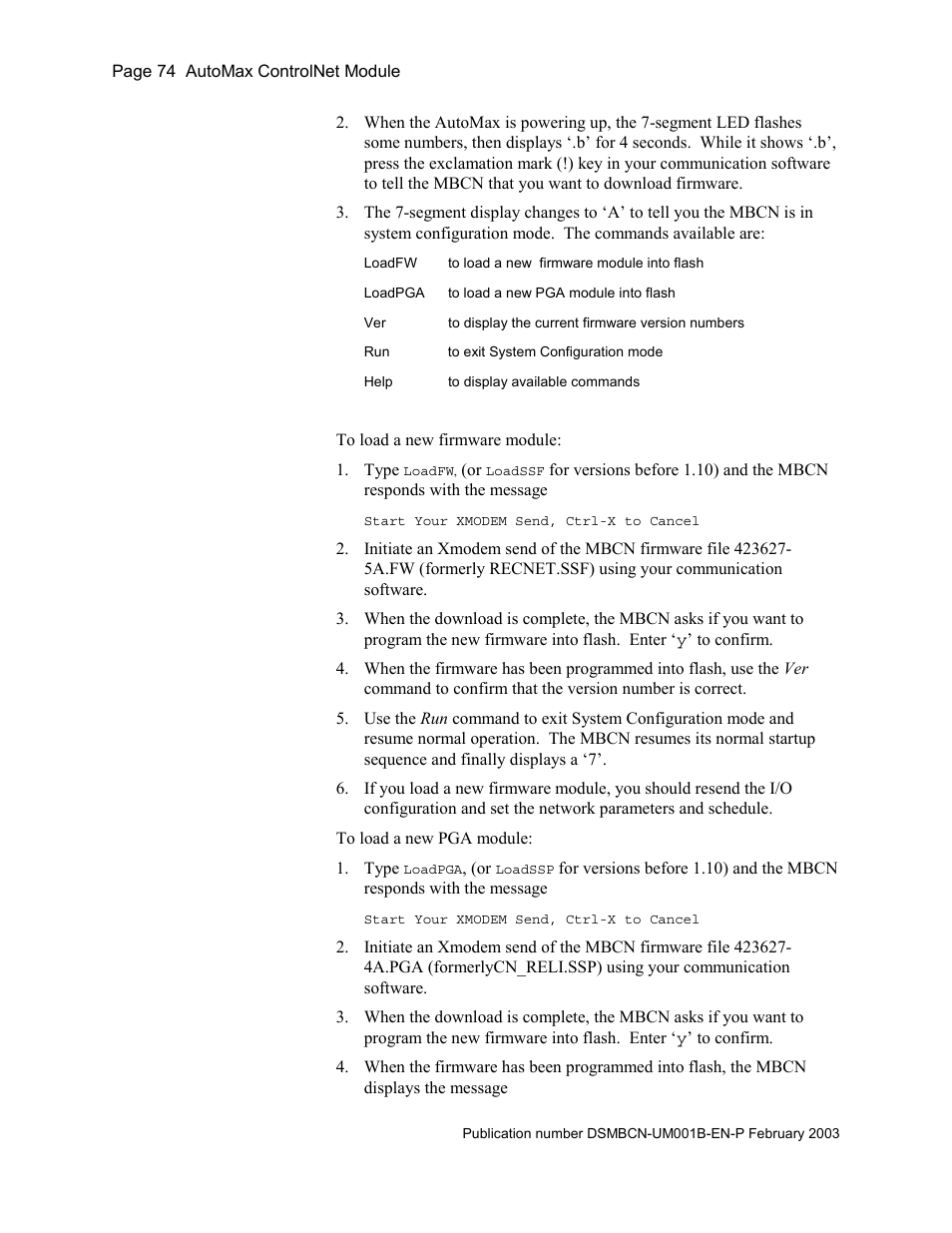 Rockwell Automation AutoMax ControlNet Communication Interface Module User Manual | Page 74 / 80