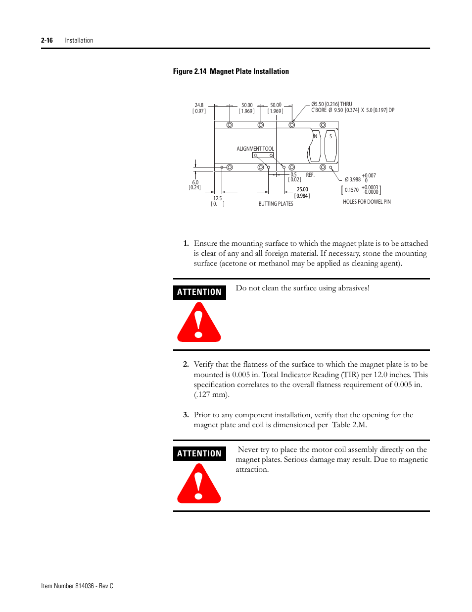 Figure 2.14 magnet plate installation | Rockwell Automation LC-Series Linear Motor User Manual | Page 22 / 40