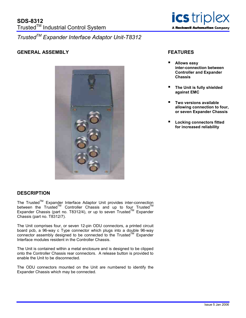 Rockwell Automation T8312 Trusted Expander Interface Adaptor Unit User Manual | 2 pages