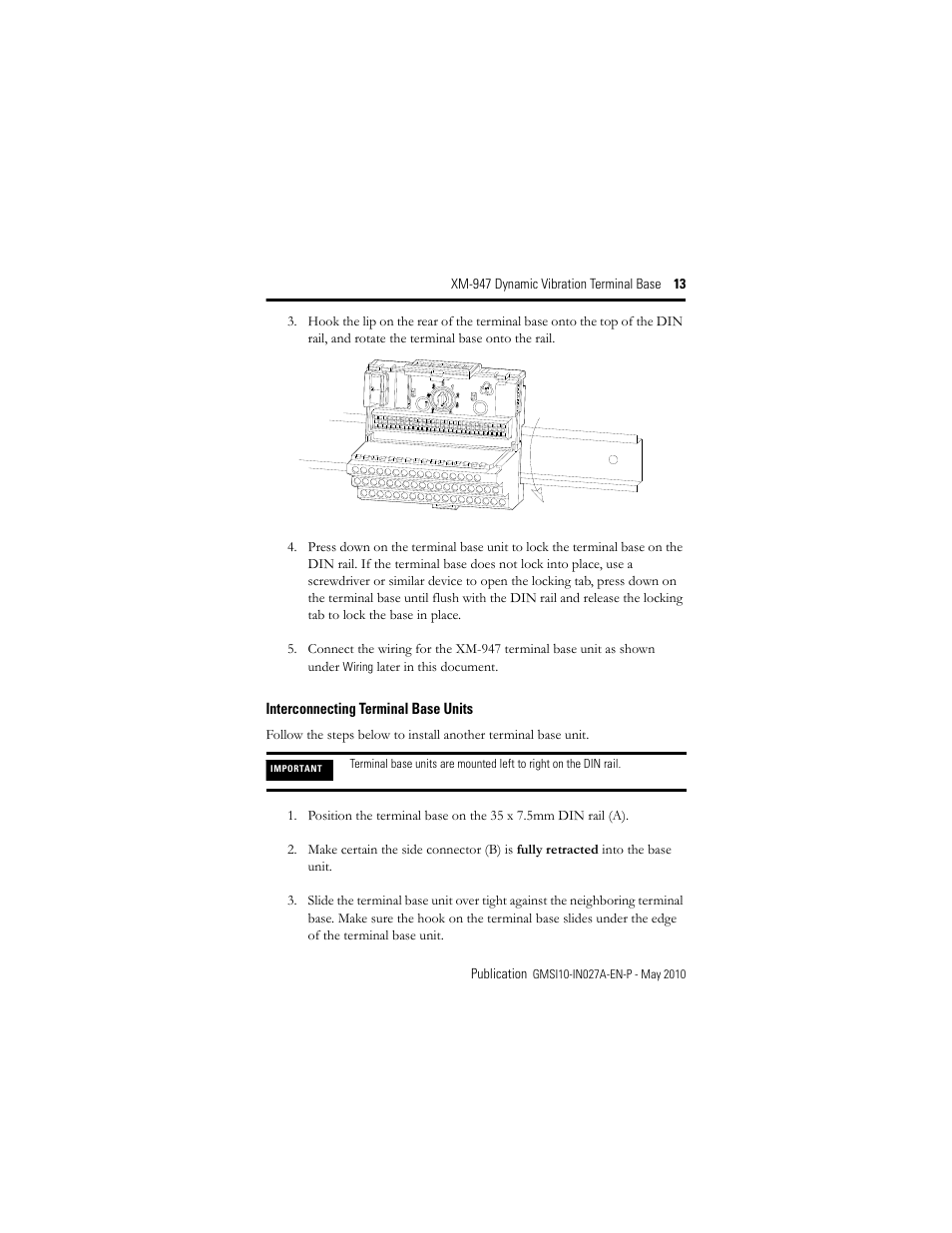 Rockwell Automation 1440-TB-H XM-947 Dynamic Vibration Terminal Base User Manual | Page 13 / 24