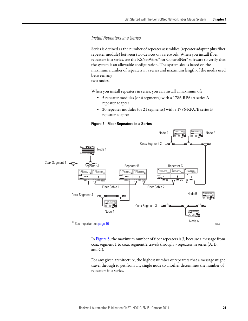 Install repeaters in a series | Rockwell Automation 1786-series ControlNet Fiber Media Planning and Installation Guide User Manual | Page 21 / 88