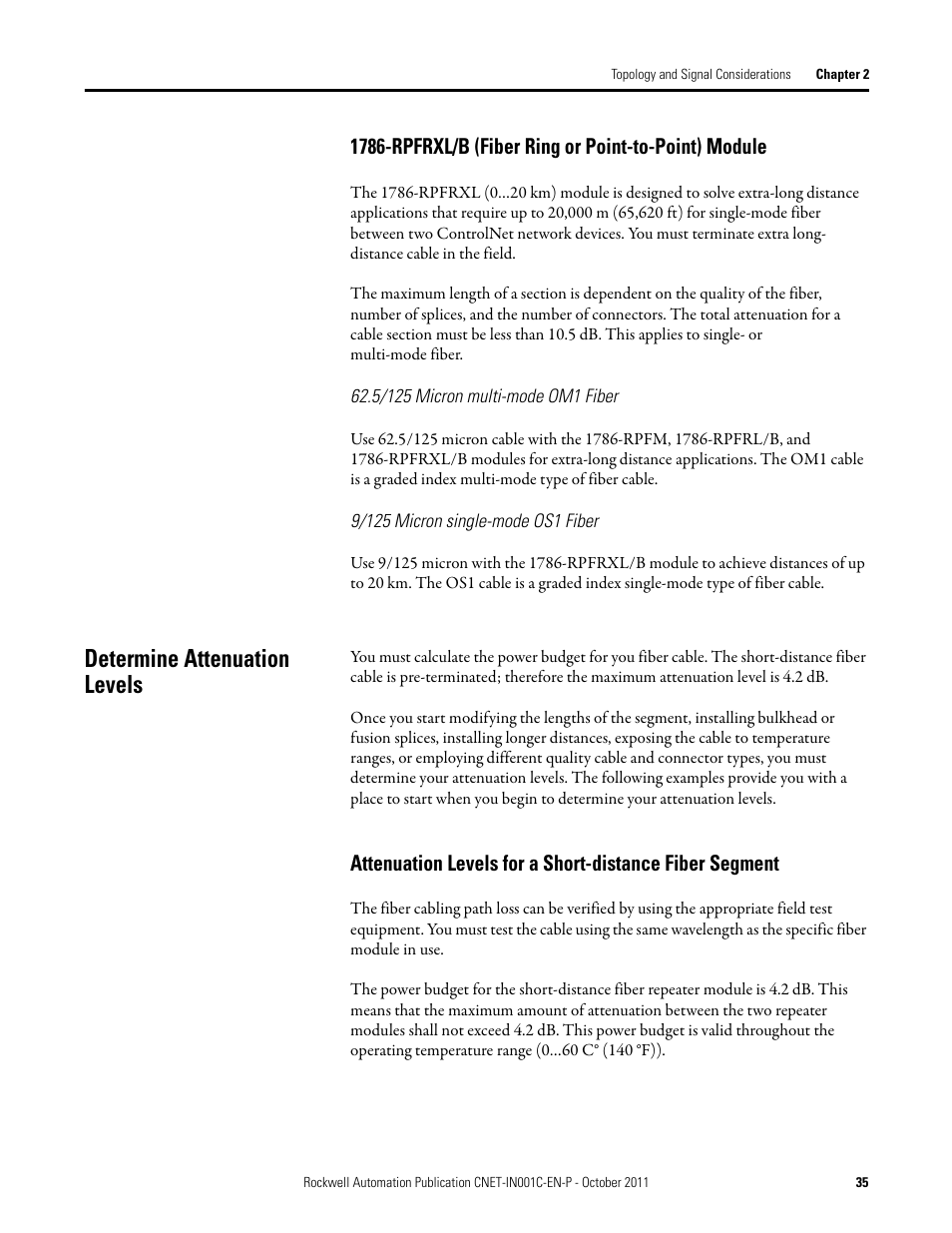 Determine attenuation levels | Rockwell Automation 1786-series ControlNet Fiber Media Planning and Installation Guide User Manual | Page 35 / 88