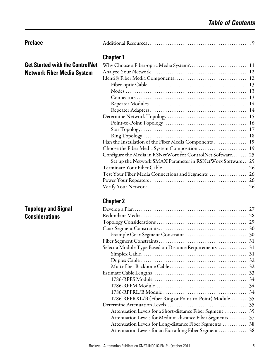 Rockwell Automation 1786-series ControlNet Fiber Media Planning and Installation Guide User Manual | Page 5 / 88