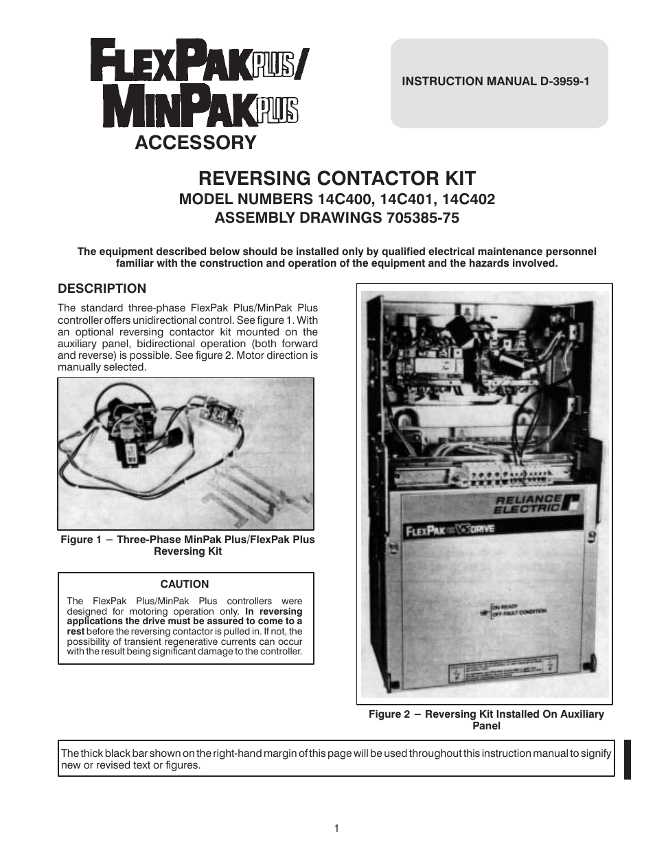 Rockwell Automation FlexPak Plus Reversing Contactor Kit 14C400, 401, 402 User Manual | 6 pages