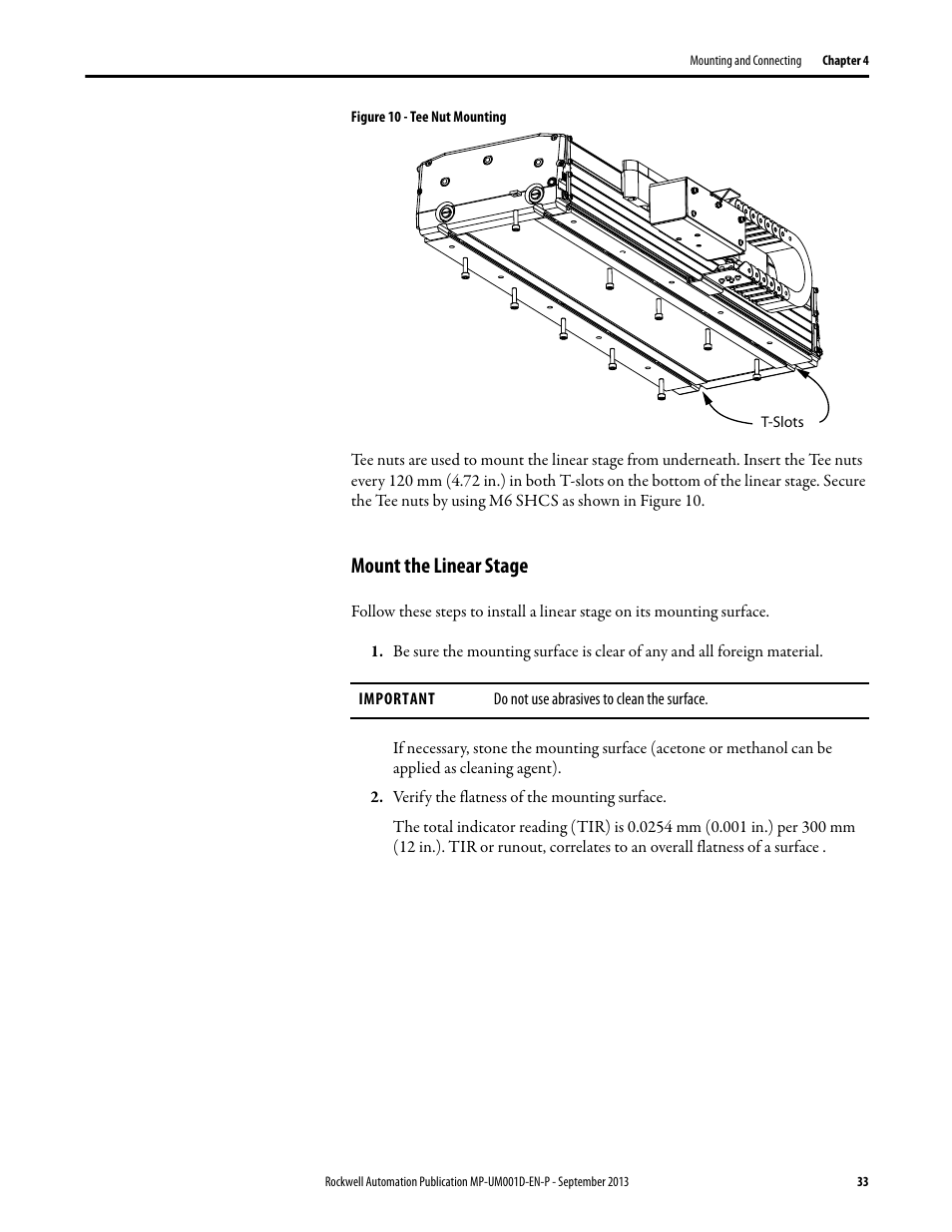 Mount the linear stage | Rockwell Automation MPAS Integrated Linear Stages User Manual | Page 33 / 112
