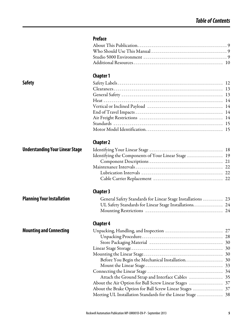 Rockwell Automation MPAS Integrated Linear Stages User Manual | Page 5 / 112