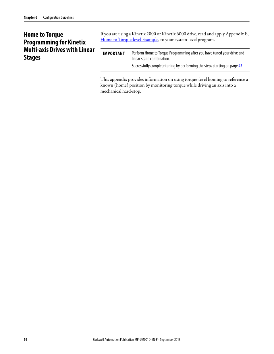 Home to torque programming for kinetix multi-axis, Drives with linear stages | Rockwell Automation MPAS Integrated Linear Stages User Manual | Page 56 / 112