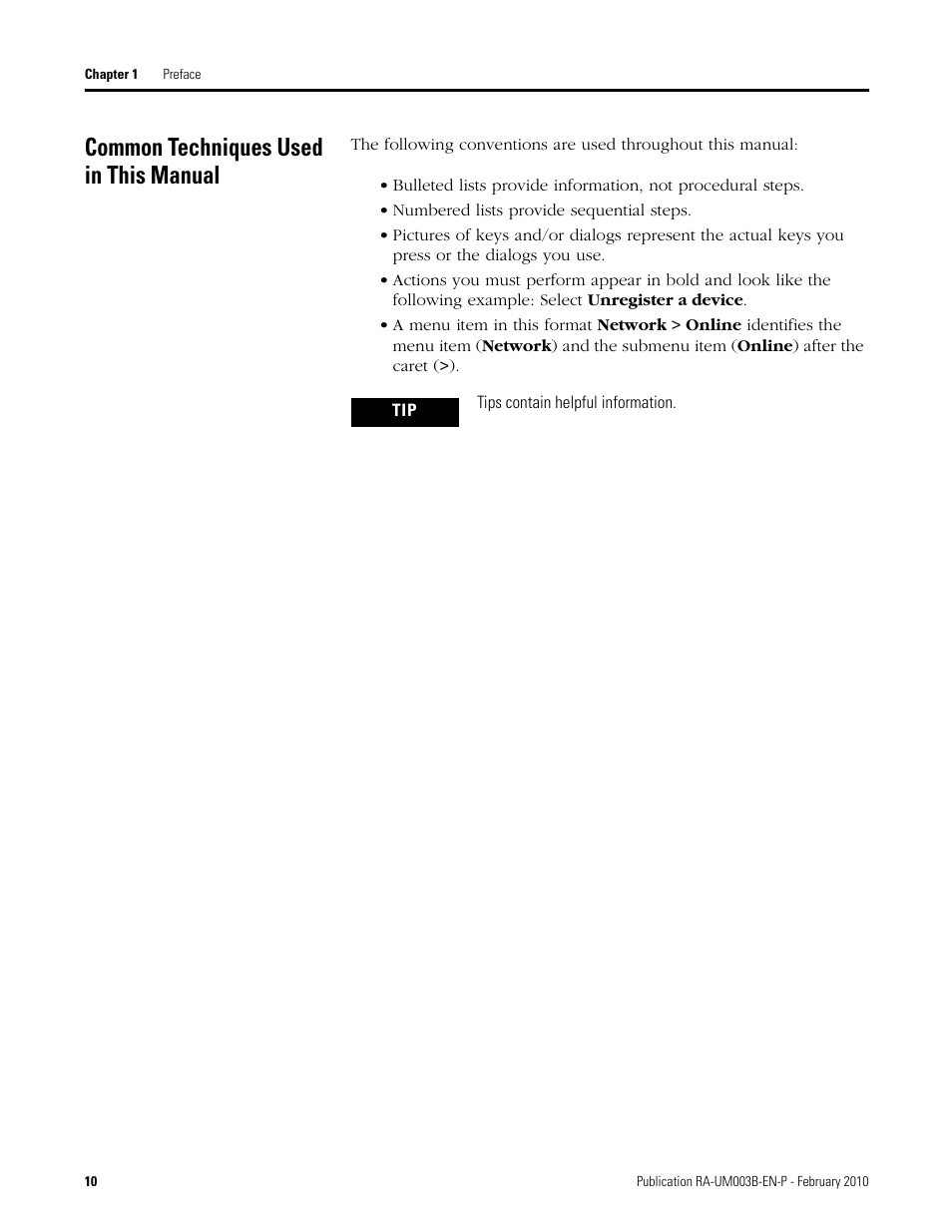 Common techniques used in this manual | Rockwell Automation DeviceLogix System User Manual User Manual | Page 10 / 209