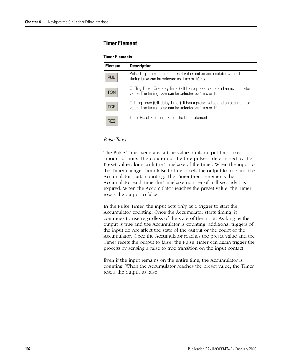 Timer element | Rockwell Automation DeviceLogix System User Manual User Manual | Page 102 / 209