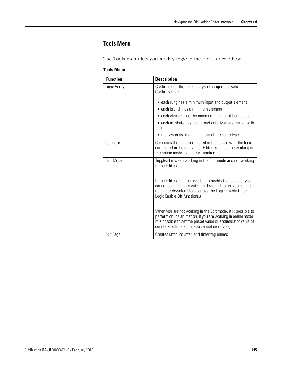 Tools menu | Rockwell Automation DeviceLogix System User Manual User Manual | Page 115 / 209