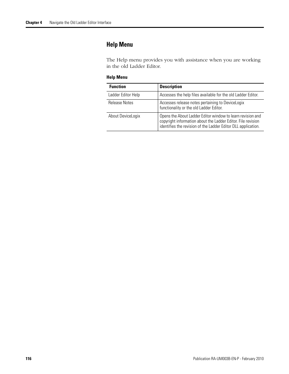 Help menu | Rockwell Automation DeviceLogix System User Manual User Manual | Page 116 / 209