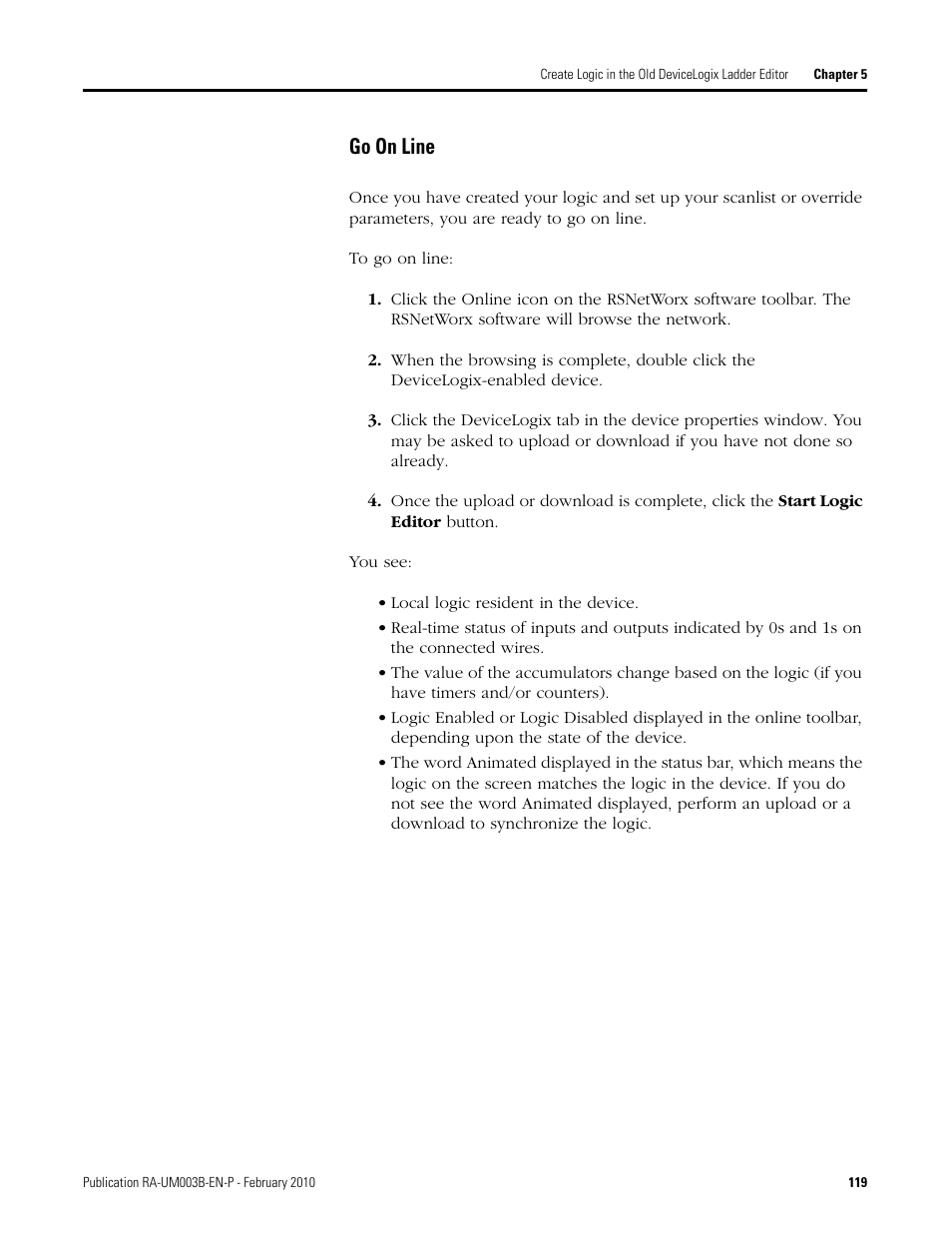 Go on line | Rockwell Automation DeviceLogix System User Manual User Manual | Page 119 / 209