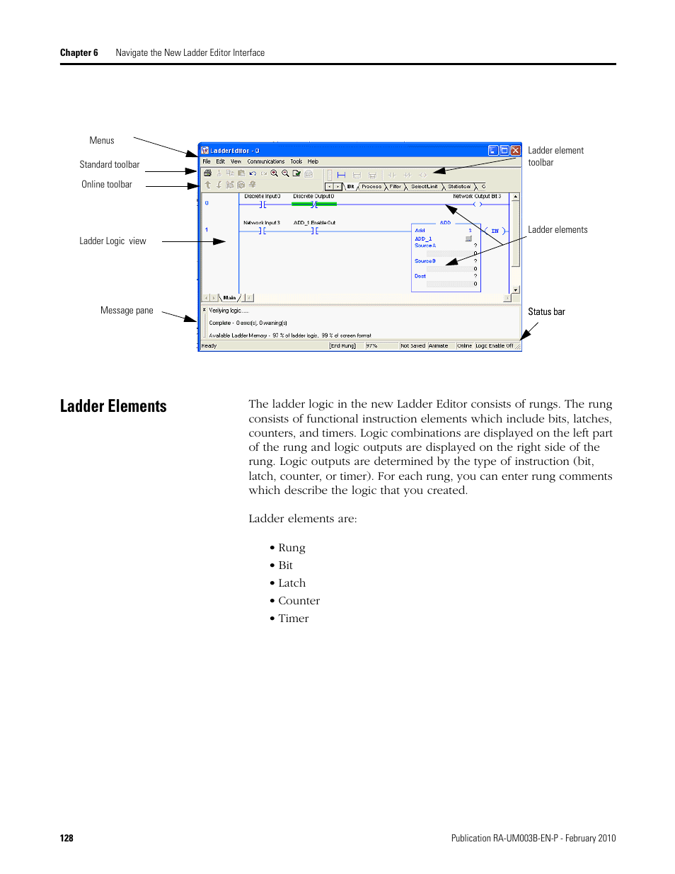 Ladder elements | Rockwell Automation DeviceLogix System User Manual User Manual | Page 128 / 209