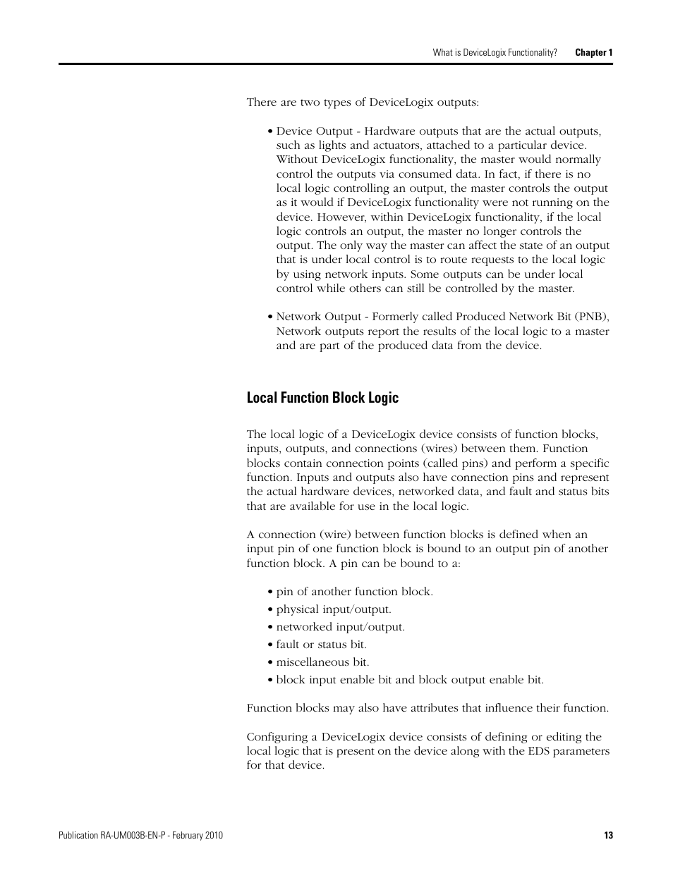 Local function block logic | Rockwell Automation DeviceLogix System User Manual User Manual | Page 13 / 209