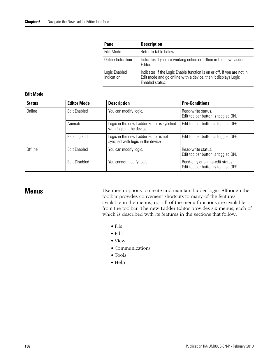 Menus | Rockwell Automation DeviceLogix System User Manual User Manual | Page 136 / 209