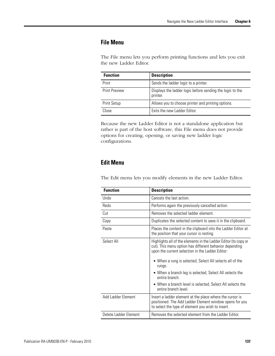 File menu, Edit menu | Rockwell Automation DeviceLogix System User Manual User Manual | Page 137 / 209