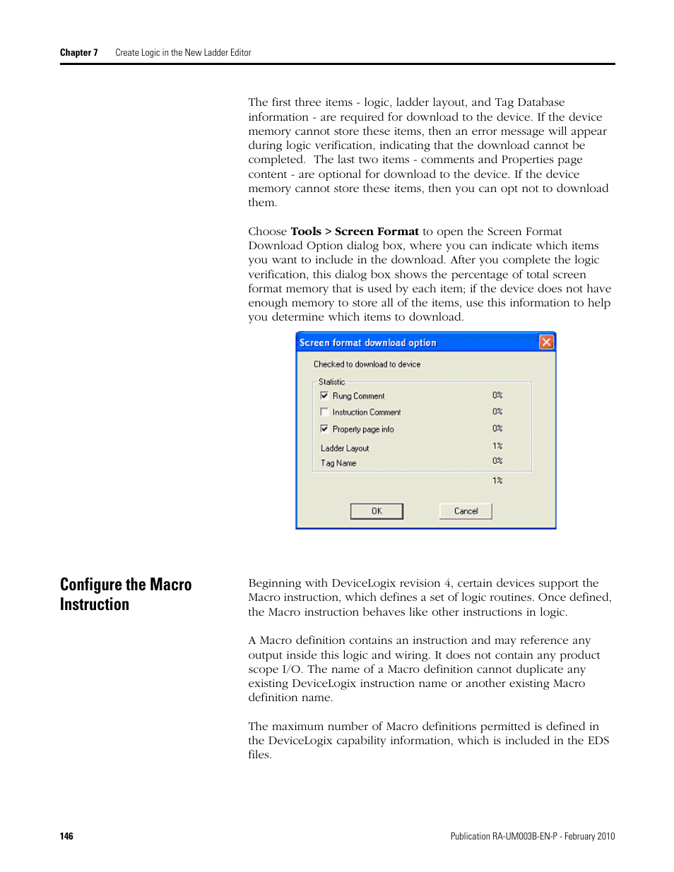 Configure the macro instruction | Rockwell Automation DeviceLogix System User Manual User Manual | Page 146 / 209