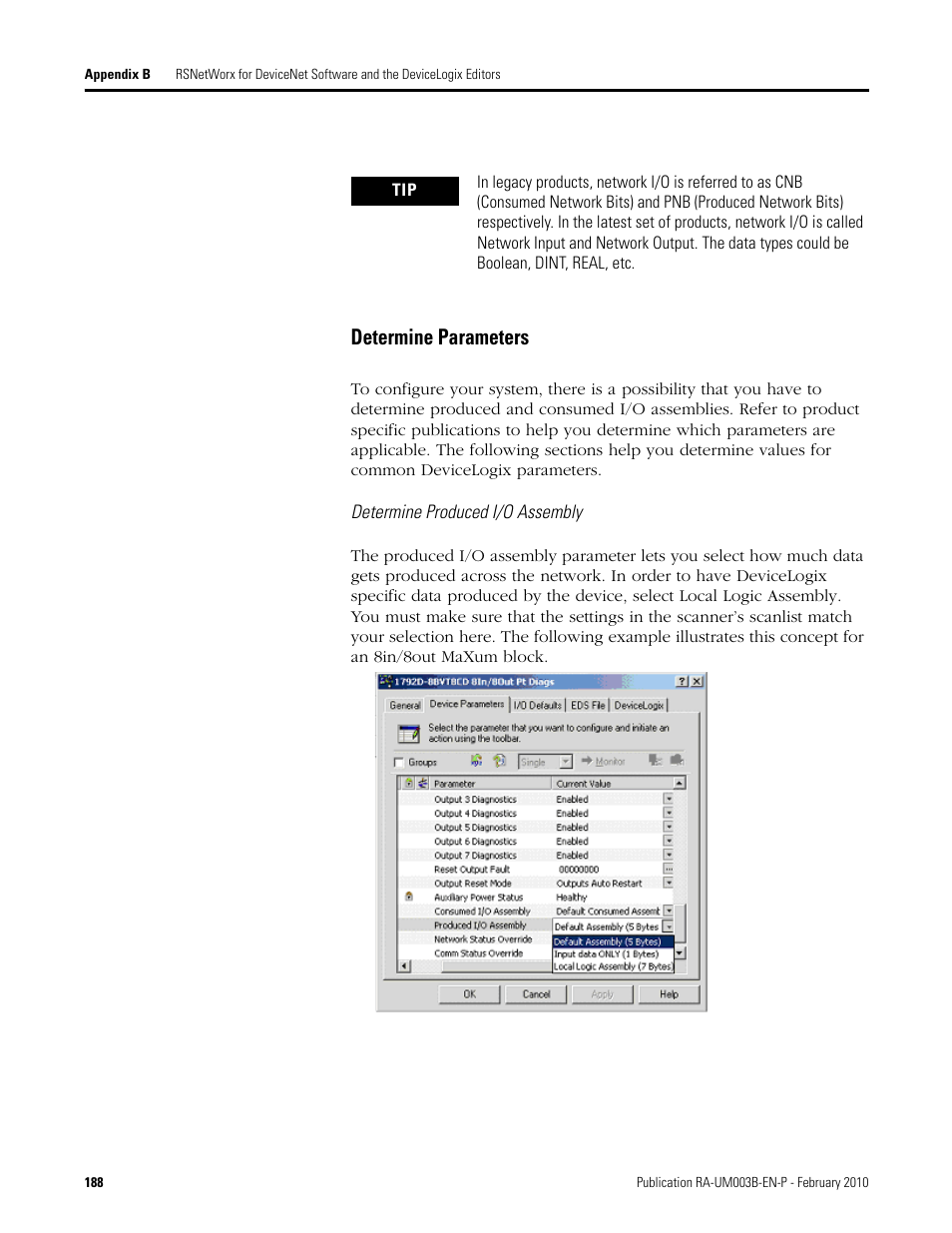 Determine parameters | Rockwell Automation DeviceLogix System User Manual User Manual | Page 188 / 209