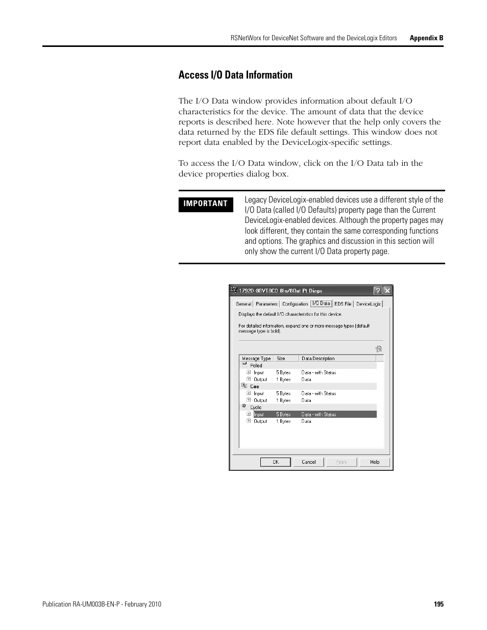 Access i/o data information | Rockwell Automation DeviceLogix System User Manual User Manual | Page 195 / 209