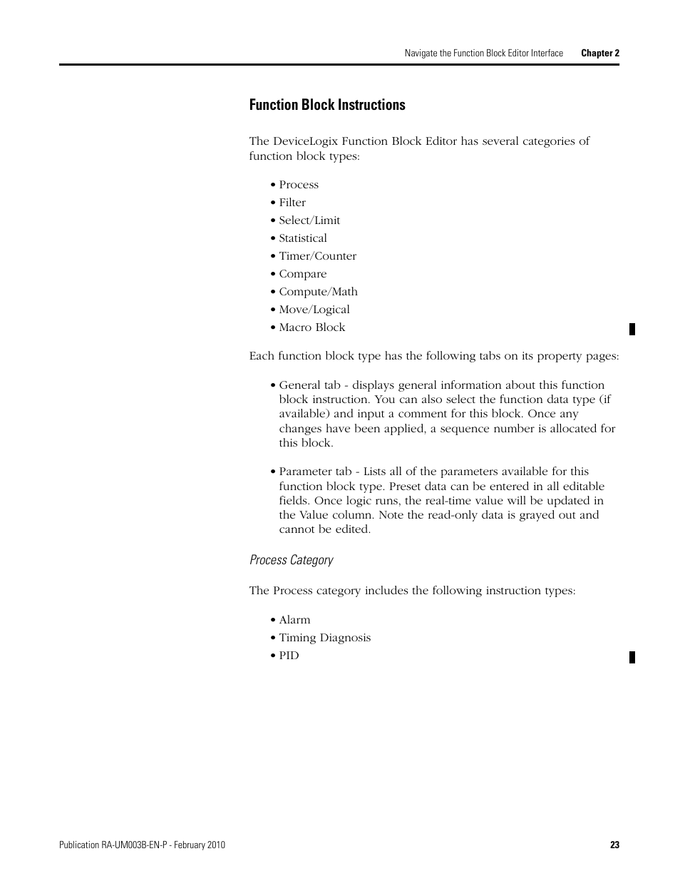 Function block instructions | Rockwell Automation DeviceLogix System User Manual User Manual | Page 23 / 209