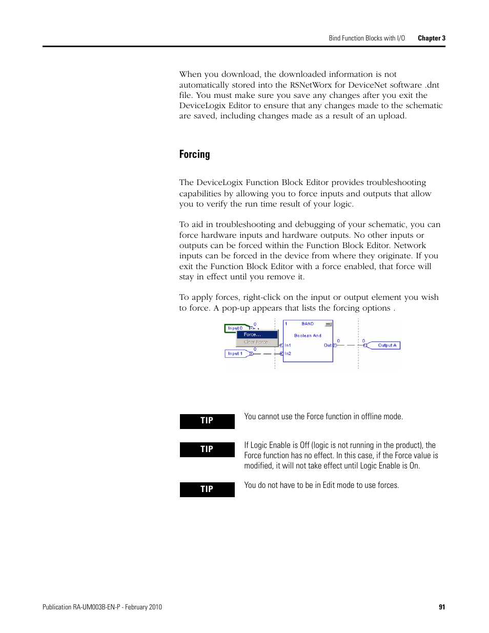 Forcing | Rockwell Automation DeviceLogix System User Manual User Manual | Page 91 / 209