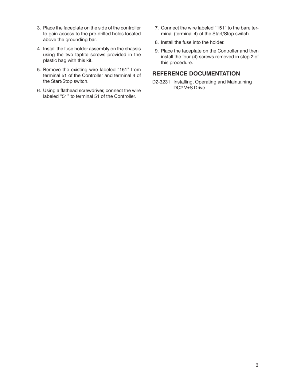Rockwell Automation DC2-71, 78, 91, and 98 Drive Fuse Kit Options For all DC2 Controllers except User Manual | Page 3 / 4