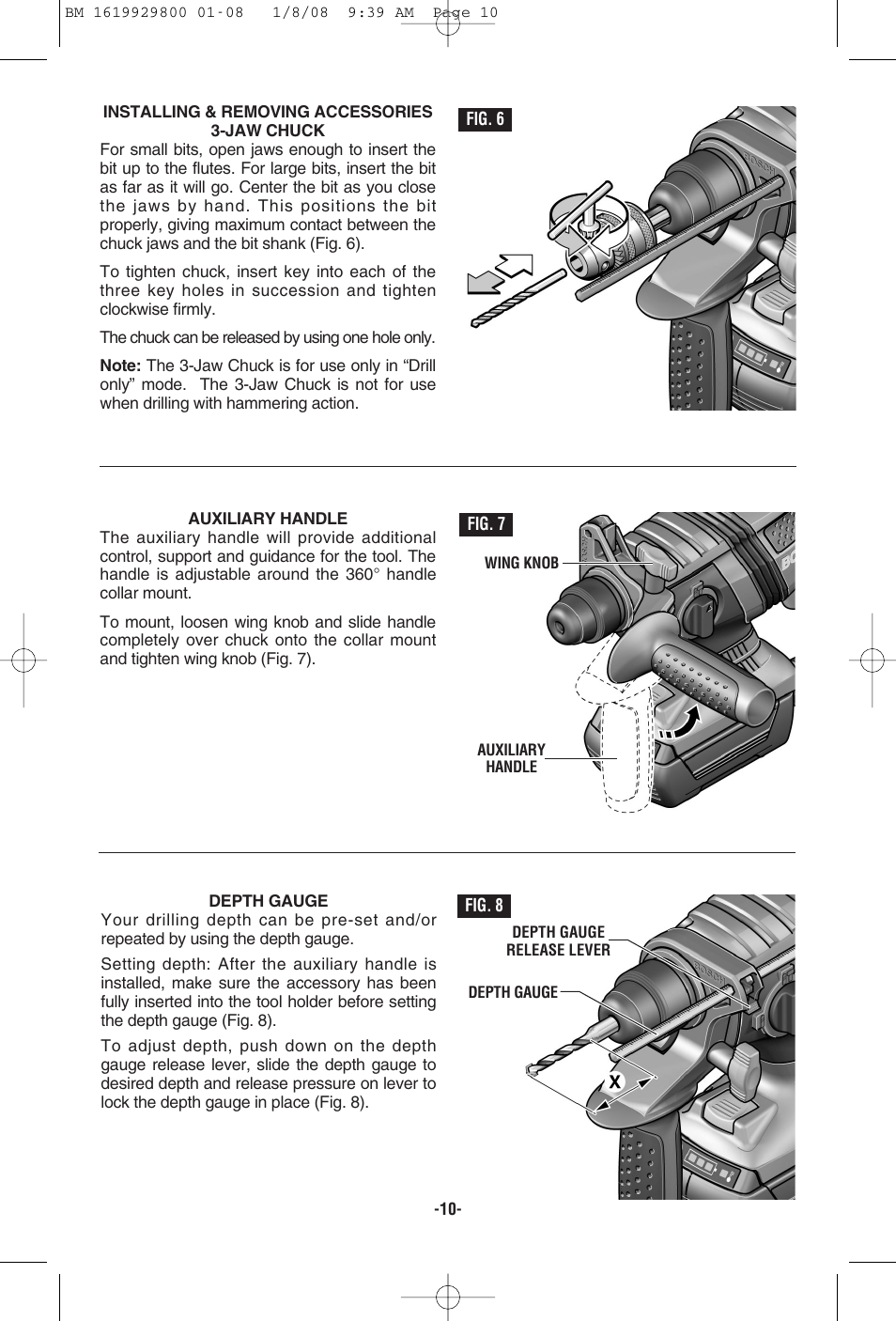 Bosch Compact Rotary Hammer 11536C User Manual | Page 10 / 44