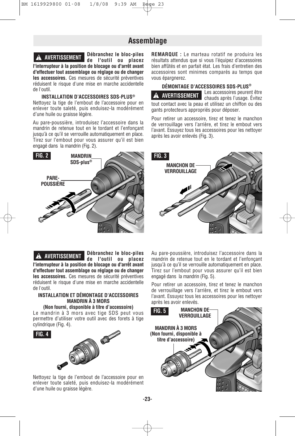 Assemblage | Bosch Compact Rotary Hammer 11536C User Manual | Page 23 / 44