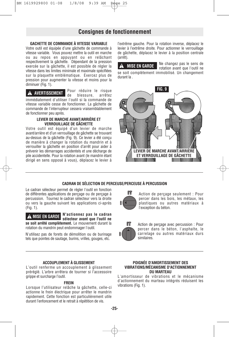 Consignes de fonctionnement | Bosch Compact Rotary Hammer 11536C User Manual | Page 25 / 44