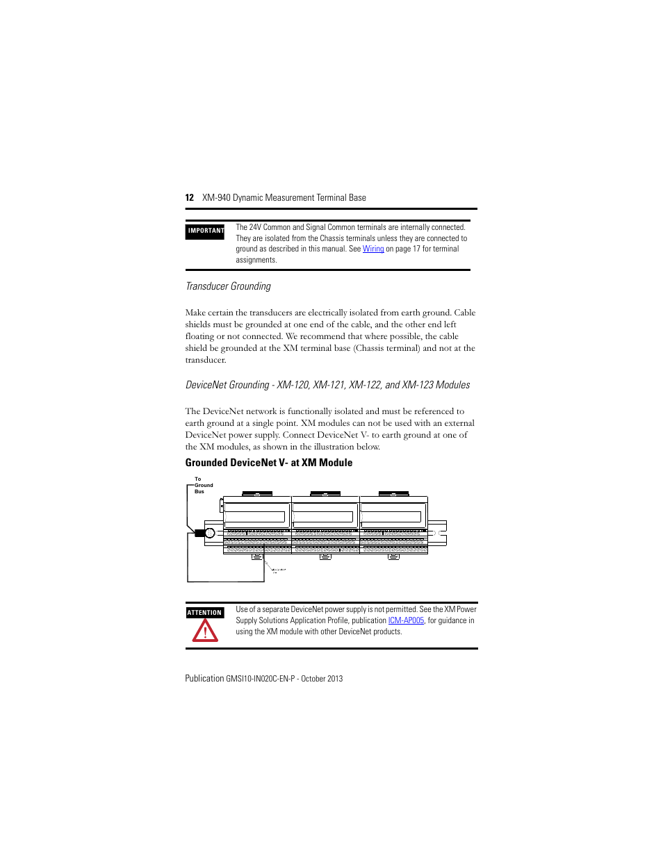 Rockwell Automation 1440-TB-A XM-940 Dynamic Measurement Terminal Base User Manual | Page 12 / 22