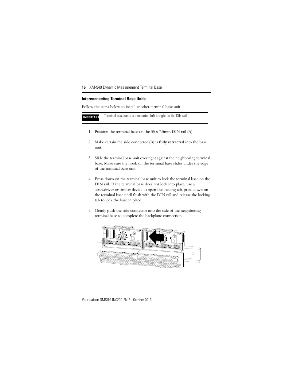 Interconnecting terminal base units | Rockwell Automation 1440-TB-A XM-940 Dynamic Measurement Terminal Base User Manual | Page 16 / 22