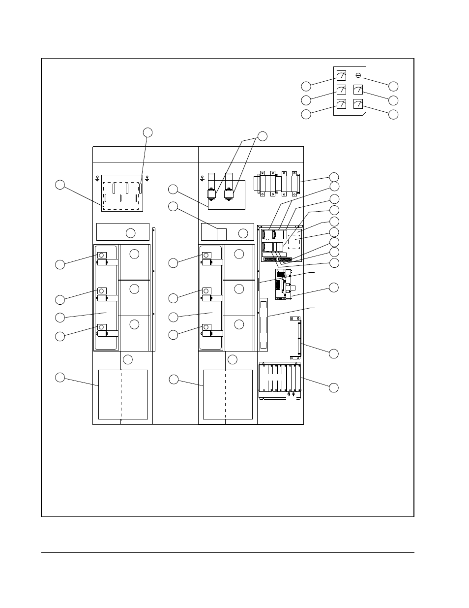 Dc bus voltage meter, Motor ammeter, Motor voltmeter | Motor torque meter, Motor frequency, Power module a power module b, Output meter panel (optional) | Rockwell Automation SA3000 High Power Modules User Manual | Page 16 / 72