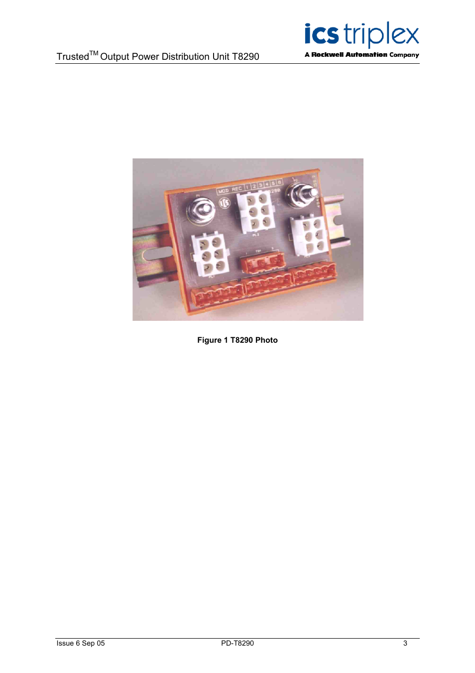 Trusted, Output power distribution unit t8290 | Rockwell Automation T8290 Trusted Output Power Distribution Unit User Manual | Page 3 / 10