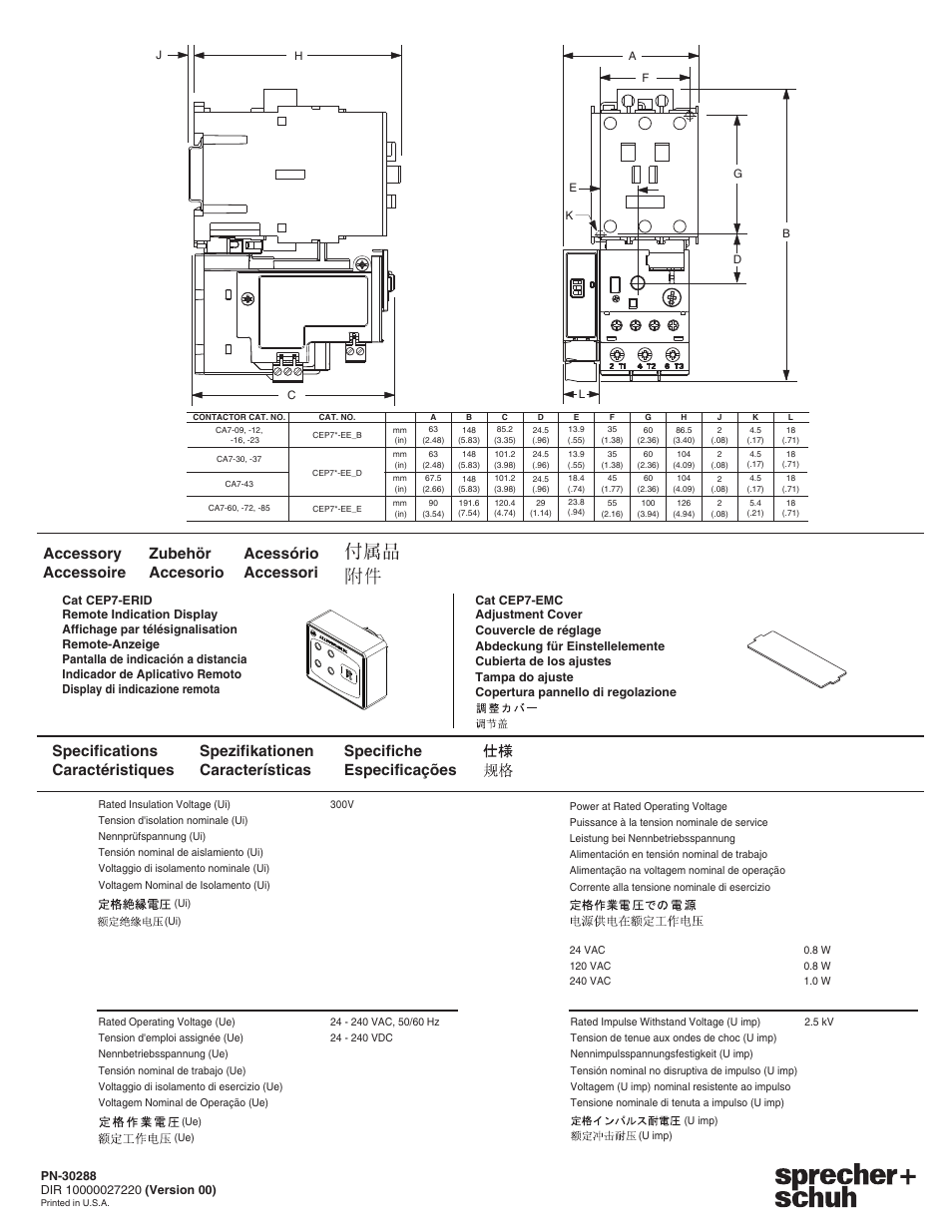 Specifiche especificações, Accessory accessoire zubehör accesorio acessório, Accessori | Rockwell Automation CEP7-ERR CEP7 Remote Reset Accessory Module User Manual | Page 8 / 8