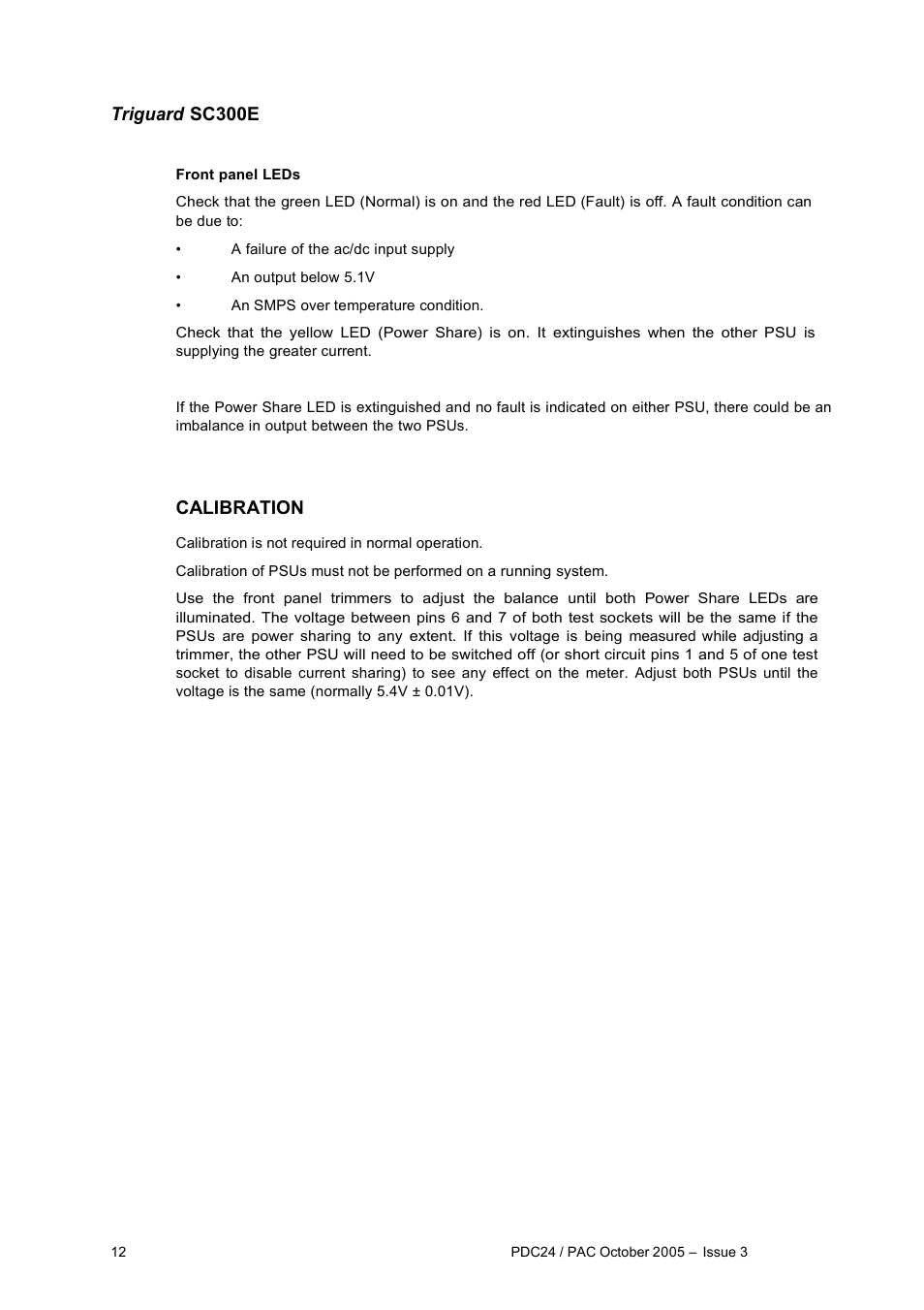 Triguard sc300e, Calibration | Rockwell Automation PDC24 / PAC Chassis Power Supplies User Manual | Page 12 / 13