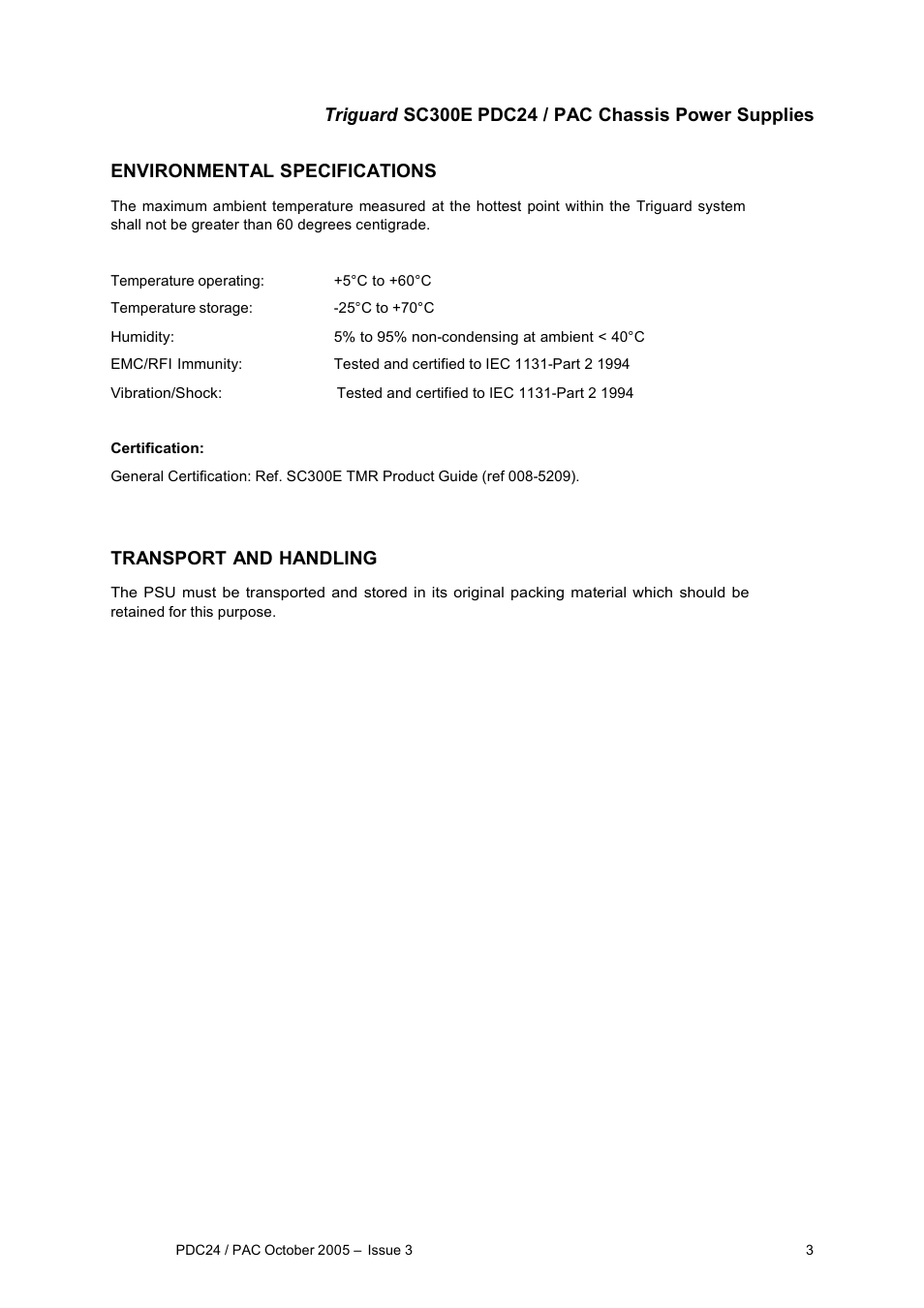 Transport and handling | Rockwell Automation PDC24 / PAC Chassis Power Supplies User Manual | Page 3 / 13