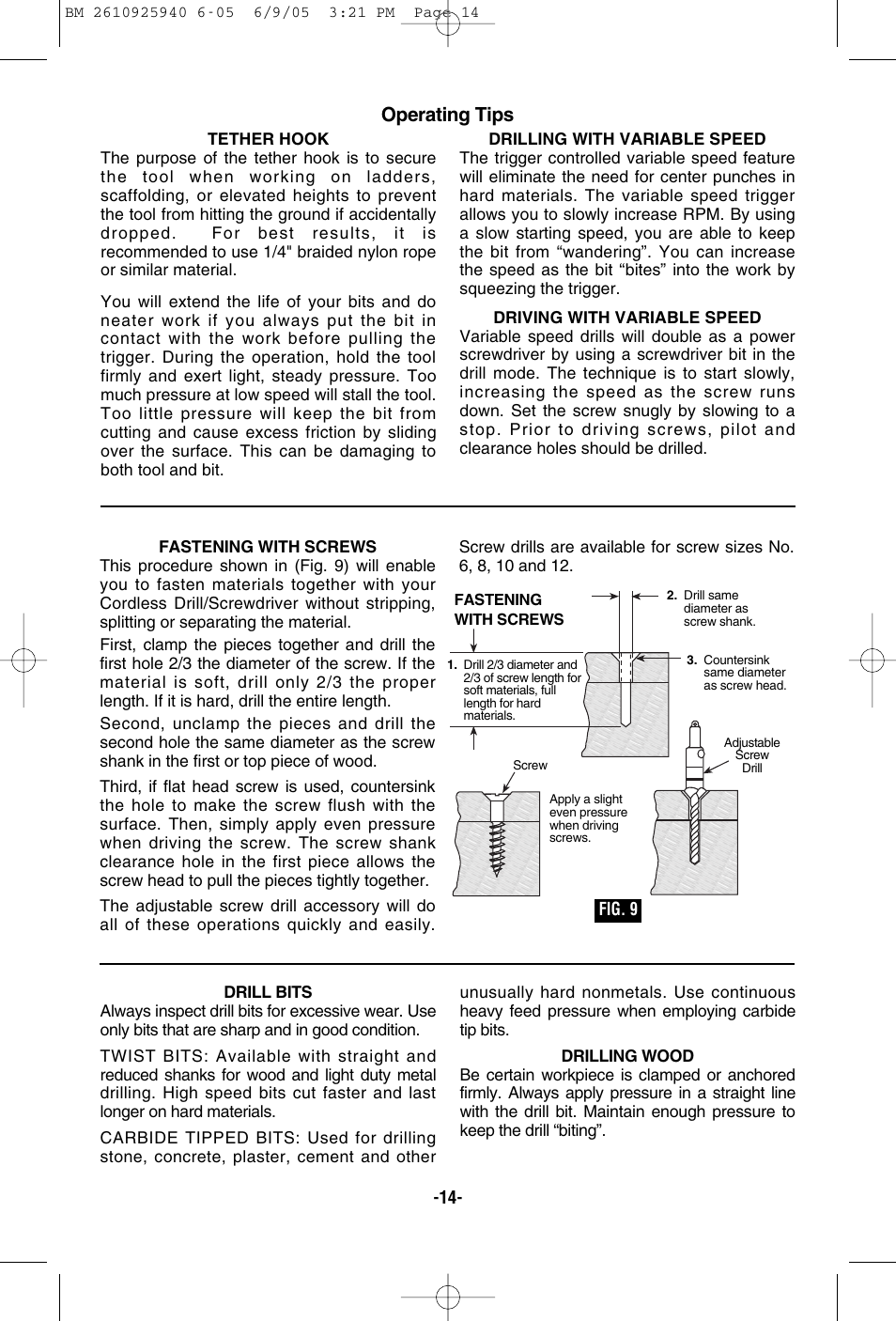 Operating tips | Bosch 13614 User Manual | Page 14 / 18