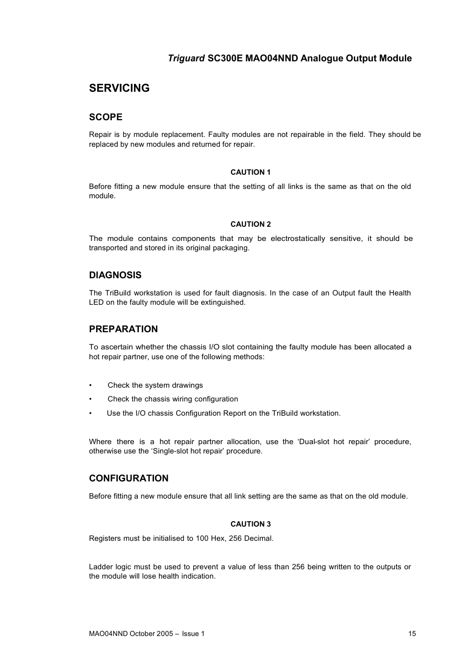 Servicing | Rockwell Automation MAO04NND Analogue Output Module User Manual | Page 15 / 18