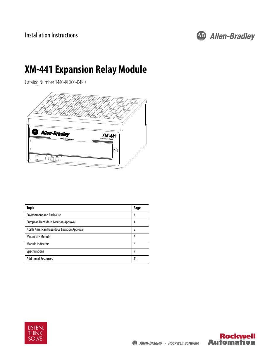 Rockwell Automation 1440-REX00-04RD XM-441 Expansion Relay Module User Manual | 12 pages