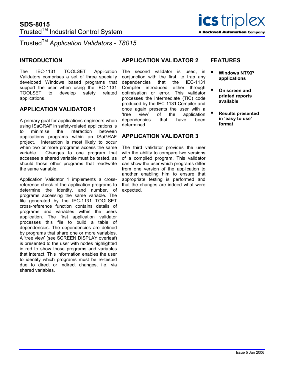 Rockwell Automation T8015 Trusted Application Validators User Manual | 2 pages